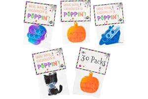 Funeta Halloween Party Favors for Kids , 30 packs Pop it fidget Toys, School Classroom Favors Goodie Bag Fillers, Bulk Gifts for Kids, Treats Non Candy, Teal Pumpkin Project