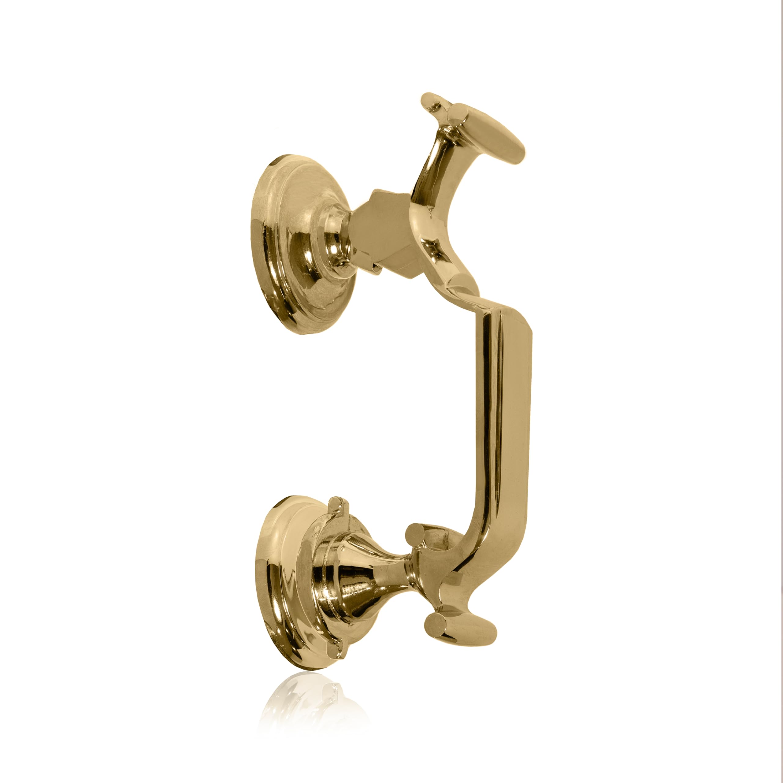 XFORT® Polished Brass Doctor Door Knocker - Elegant Scroll Design, Perfect for Front Door Visitors