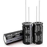 10 PCS 250V 100UF Electrolytic Capacitor, High Frequency Aluminum Electrolytic Capacitors for Refrigerator, TV, LCD Monitor