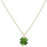 Jean Beau Lucky Clover Necklaces for Women Teen Cute Gold Four Leaf Clover Pendant Necklace Dainty Chain Choker Prom Wedding Accessories Jewelry Gift