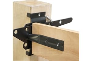 Heavy Duty Self-Locking Post Mount Automatic Gravity Lever Gate Latch for Wooden Fence with Fasteners - Black Finishing Steel