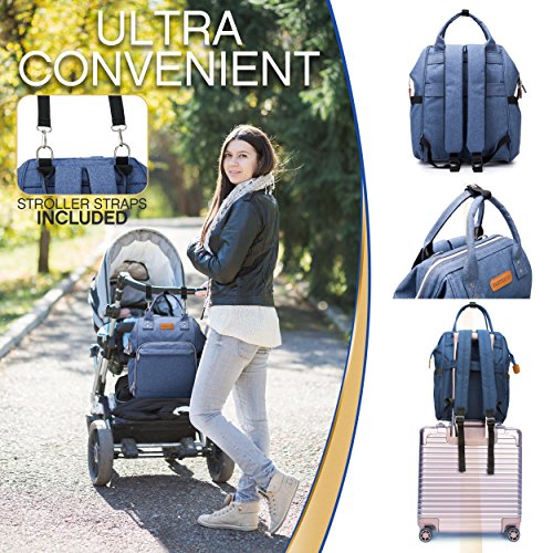 Diaper Bag - Baby Backpack Diaper Bag with Changing Pad and Cooler Pocket - by Pantheon - Baby Diaper Bag for Mom and Dad (Blue)