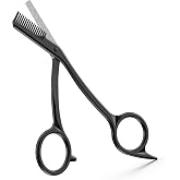 BEZOX Eyebrow Scissors with Comb - Stainless Steel Eyebrow Trimmer for Women and Men, Precision Eye Brow Comb Scissors, Sleek Eyebrows Shaping Grooming Kit - Black