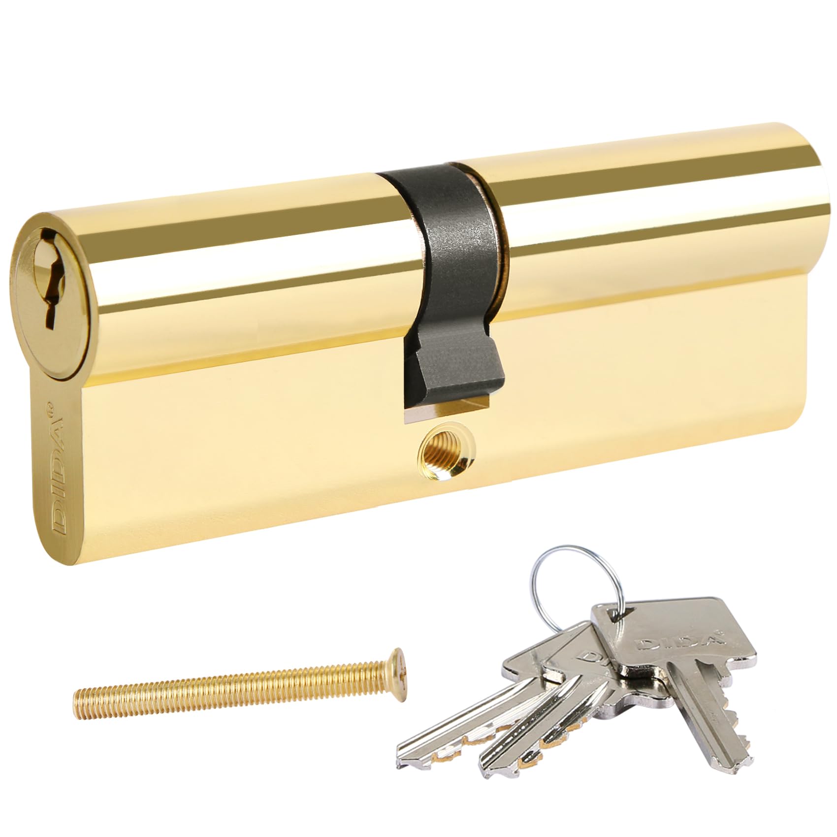 DIDA® 90mm(40/50) Euro Cylinder Lock,UPVC Door Lock Barrel with 3 Keys,High Security,Anti-Pick Anti-Bump Anti-Drill,Polished Gold Finish,Suitable for All Door Types,BS EN 1303:2007