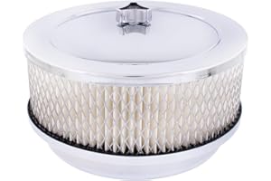 United Pacific S1106 Chrome 6 ⅜ inch Air Cleaner Assembly, Low Profile, Die-Cast Chrome Plated Wing Nut, Filter Included – On