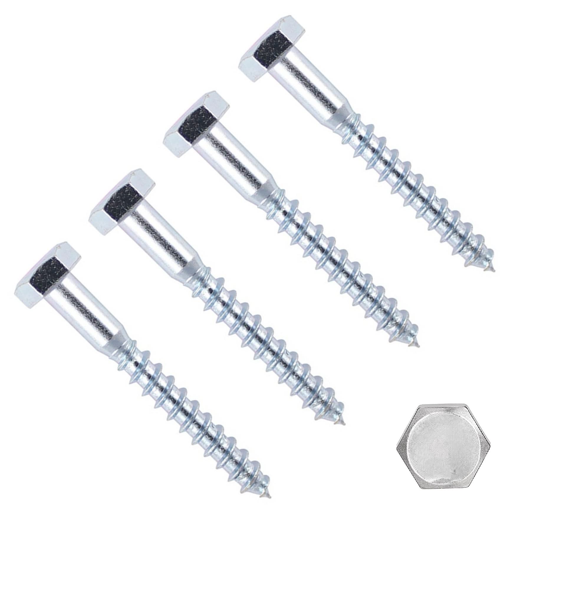 TERF® M12 X 150mm Coach Screws Hex Head M12 (12mm) X 150mm Wood Masonry Brick Concrete Wall Fixing Lag Screw Bolts for Aerial Satellite Dish TV Bracket Fence Shelves Mounting Decking - Pack of 4