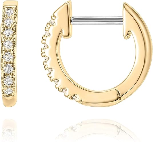 PAVOI 14K Gold Plated Cubic Zirconia Cuff Earrings Huggie Stud