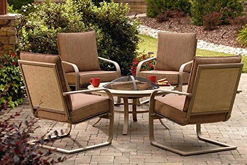 Jaclyn Smith Eastwood 5PC Fire Pit Table Set With Cushioned Action Chairs