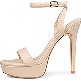 MERUMOTE Heels for Women Open Toe Heeled Sandals Ankle Strap Sexy High Heels for Dressy Wedding Pumps Shoes