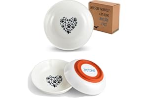ZYUTONG 3 Pack Non-Slip Cat Food Bowl, No Spill Ceramic Cat Bowls, Anti Whisker Fatigue Cats Dishes Set for Indoor Cats, Shallow Wide Kitten Plates for Food, Anti-Slip Kitten Bowls with Silicone Bottom