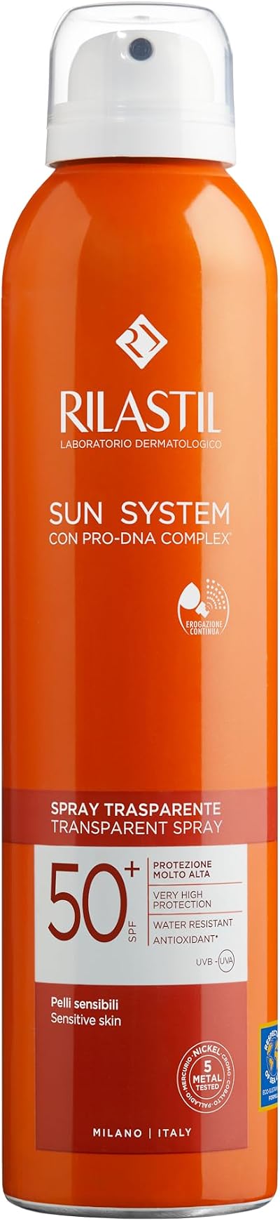 Rilastil Sun System SPF50+ Transparent Spray 200ml Water Resistant Sunscreen