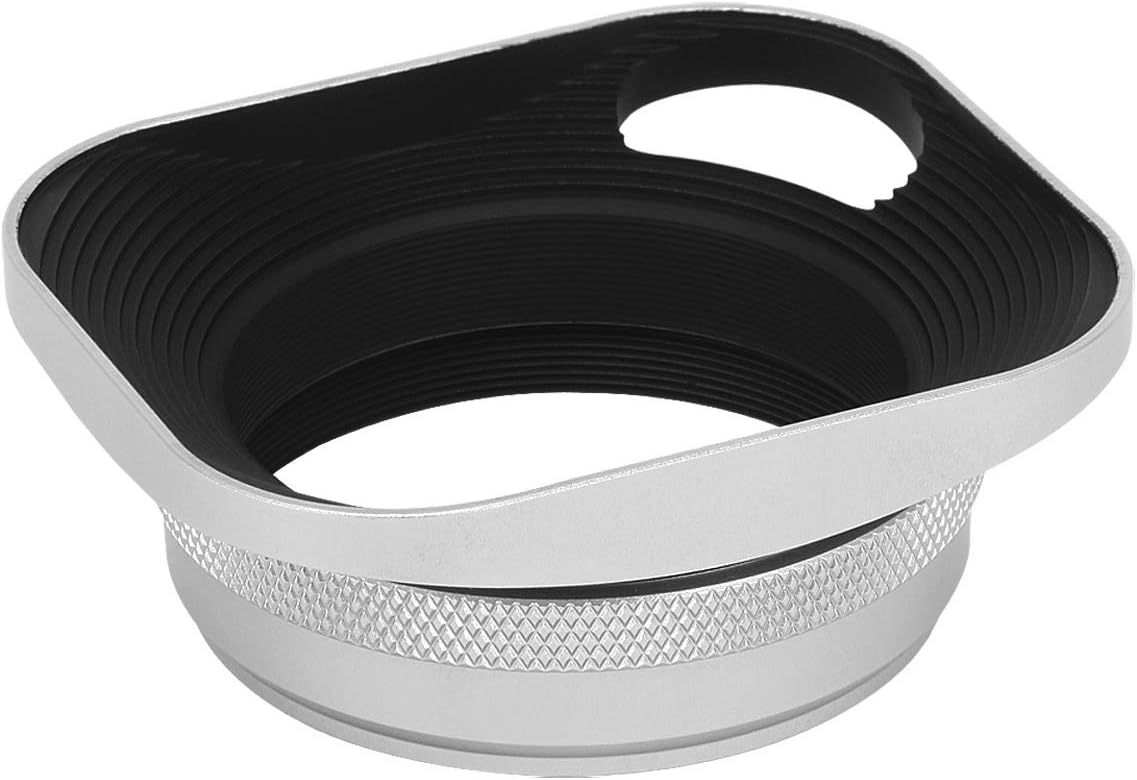 Haoge LH-ES3 Square Metal Lens Hood Hollow Out Designed with 49mm Adapter Ring with Metal Cap for Fujifilm Fuji FinePix X100 X100S X100T X70 X100F X100V Camera Replaces LH-X100 AR-X100 LH-X70 Silver - Image 4