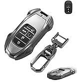 for Honda Key Fob Cover with Keychain Zinc Alloy Metal Key Fob Case Compatible with 2022 2023 2024 2025 Accord Civic CR-V HR-V Pilot (Square Metal Buckle)