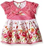 Youngland Baby Girls' Floral Print Dress with Crochet Lace Cardigan, Floral, 3-6 Months