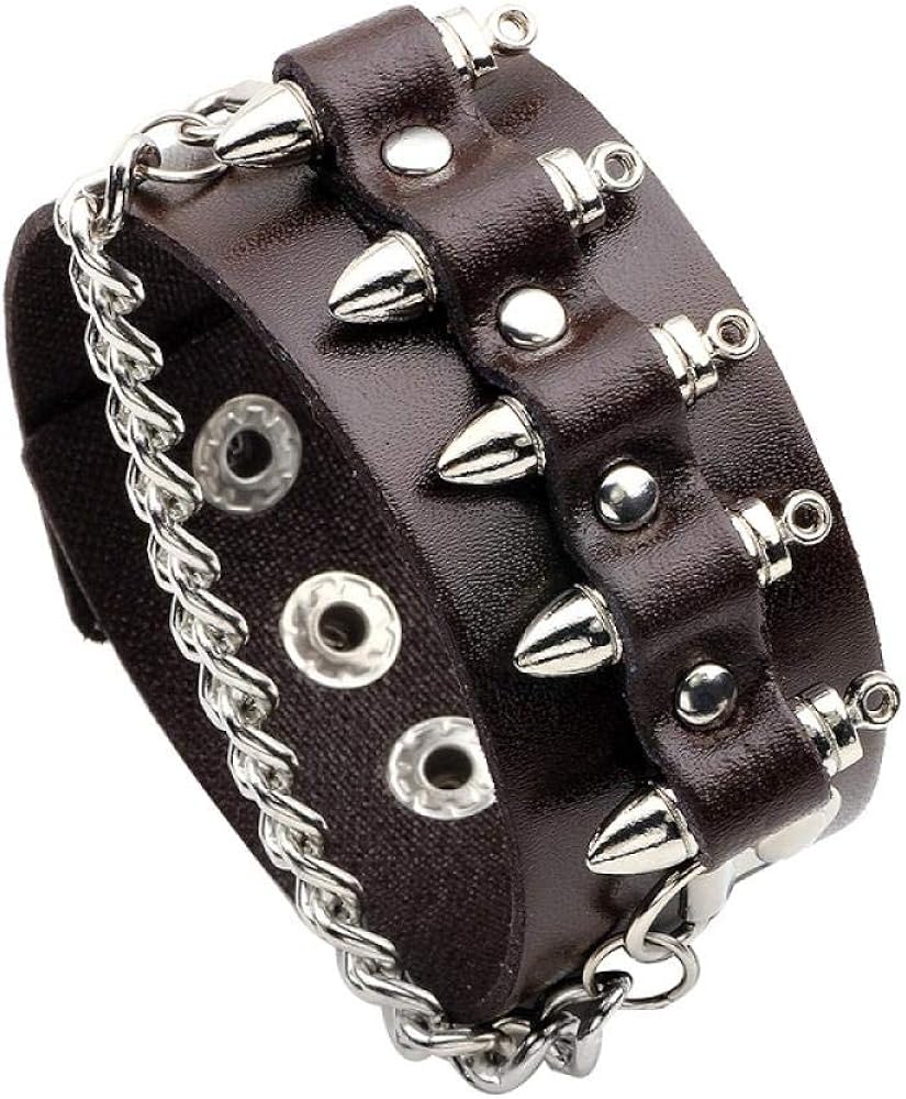 Novelty Bracelets Women'S Bracelets Heavy Metal Black Brown Men Leather