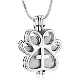 Pet Cremation Jewelry for Dog/Cat Paw Stainless Steel Memorial Locket Urn Necklace with Hollow Urn Cremation Jewelry for Ashes