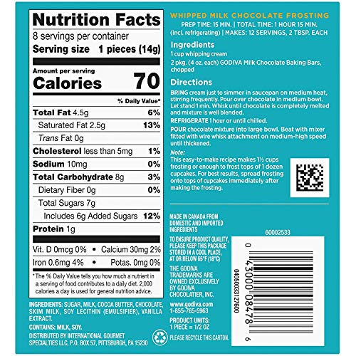 Godiva Milk Chocolate Premium Baking bar, 4 oz