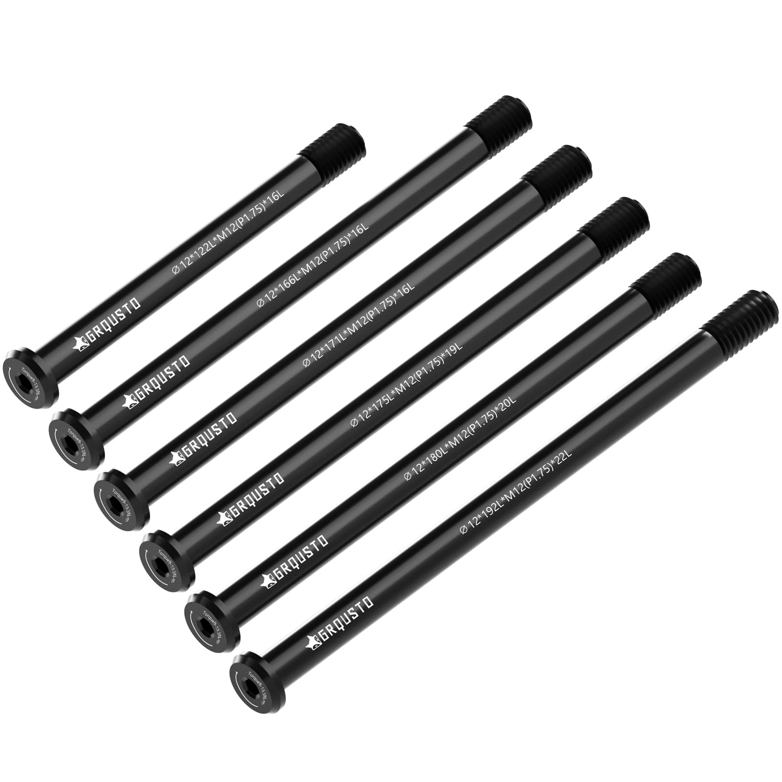 Photo 1 of *PARTIAL SET*
GRQUSTO 1.75mm Thread Pitch Front Rear Thru Axles for Road Mountain Bicyle Suspension Forks Rigid Forks and Bike Rear Frame, 6061 Aluminium Alloy Boost Through Axle: 12mm x 122mm