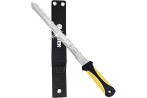 PAXLINSEN Stainless Steel Garden Knife with 11" Blade, Double Side Utility Sod Cutter Lawn Repair Garden Knife with Nylon Sheath (YELLOW)