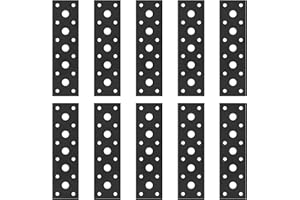 SYBDXJ Flat Mending Plate, 10 Pcs Flat Straight Brace Brackets, Black Flat Connecting Brackets Metal Plate with Holes, Straight Flat Support Fixing Joining Plate for Truss Framing, Furniture, Wood