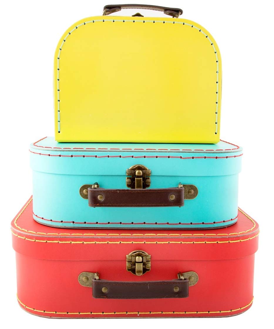 Set of 3 Suitcase Storage Boxes School Home Decor Sass and Belle Various Designs