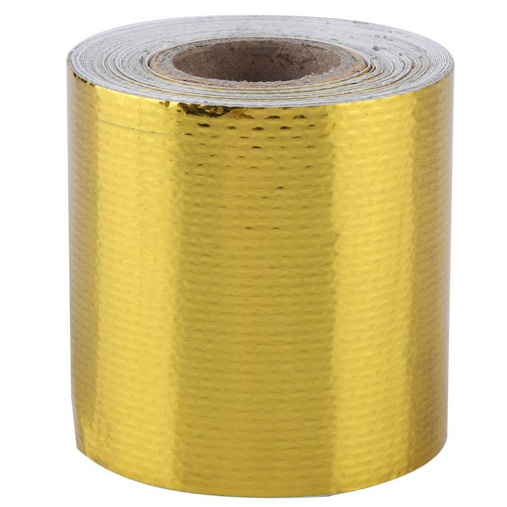 For Heat Tape Gold -- Car Aluminum Foil Adhesive Tape 5M * 5Cm/16.4Ft * 2In Aluminum Foil Adhesive Reflective Heat Shield Wrap Tape(Golden)