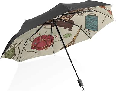 Líneas de sombrilla con Agujas y sombrilla Plegable portátil Negra