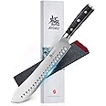KYOKU 10" Bullnose Butcher Knife, Samurai Series Butcher Knife for Meat Cutting Chopping with Pakkawood Handle, Japanese High Carbon Steel Kitchen Knife for Professional Chef & Cook with Sheath & Case