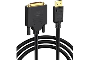 CableCreation Unidirectional DisplayPort to DVI Cable 6FT, DP to DVI Adapter Male to Male, 1080P 60Hz Full HD Gold-Plated Dis