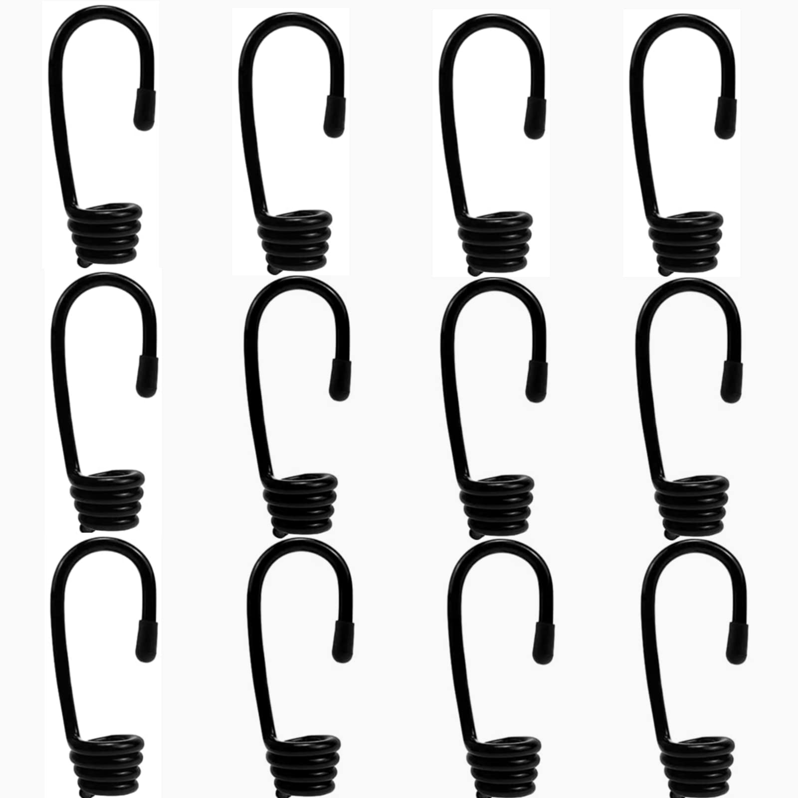 12 Pcs Bungee Rope Rope Hook Plastic-Coated Bungee Shock Cord Hook Spiral End Rope Hook Shock Cord Hook for Elastic Rope Strapping Tape