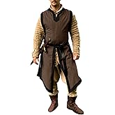 Gafeng Men's Medieval Costume Renaissance Templar Tunic Viking Knight Halloween Vintage Surcoat Warrior Robe