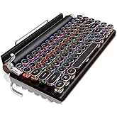 7KEYS Typewriter Keyboard Wireless Retro Style, Vintage Classical Mechanical Keyboard with Bluetooth for IPAD PC/Laptop Mac/P