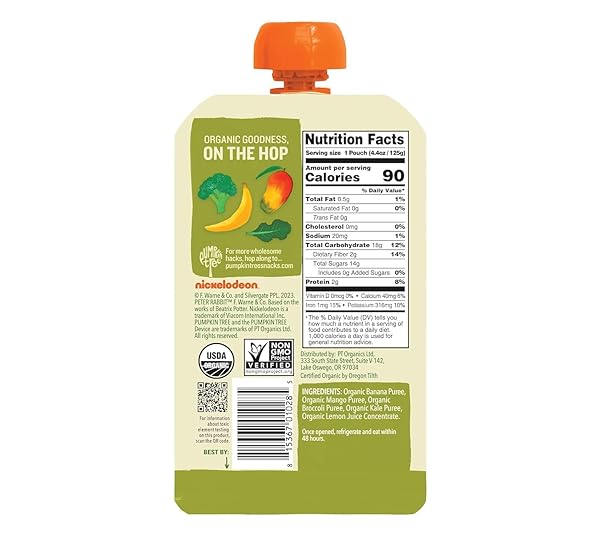 PETER RABBIT ORGANICS FRUIT & VEGETABLE VARIETY PACK – SQUEEZABLE SNACK POUCHES, 4 OZ. (PACK OF 36)