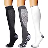 COOLOVER Compression Socks for Women and Men Circulation(3 Pairs)-Best Support for Running, Athletic, Nursing, Travel