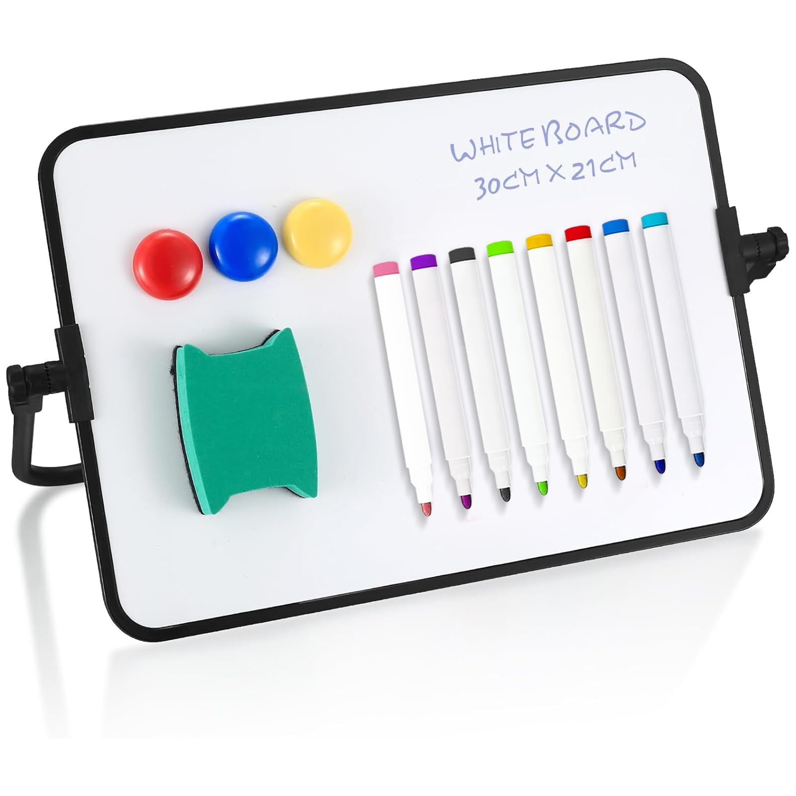 Dry Erase Whiteboards, A4 Size Small Double Sided White Boards, with Dry Erase Pens, Eraser, Magnets for School Home Office Classroom Students Drawing Writing - 30x21 cm