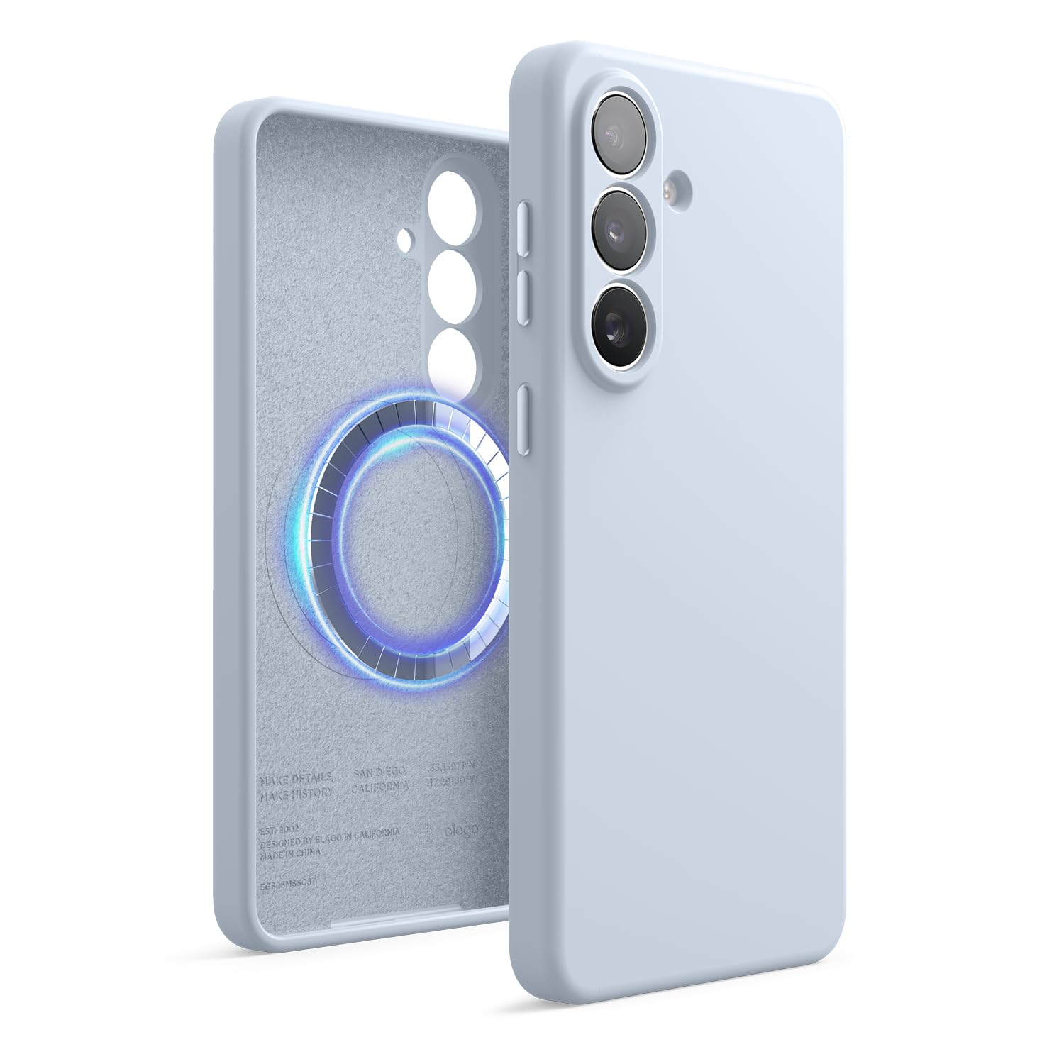 elago Compatible with Samsung Galaxy S26 Plus Case, Magnetic Silicone Case, Compatible with MagSafe Accessories, Protective Cover, Shockproof, Slim, Anti-Scratch Soft Microfiber Lining (Light Blue)