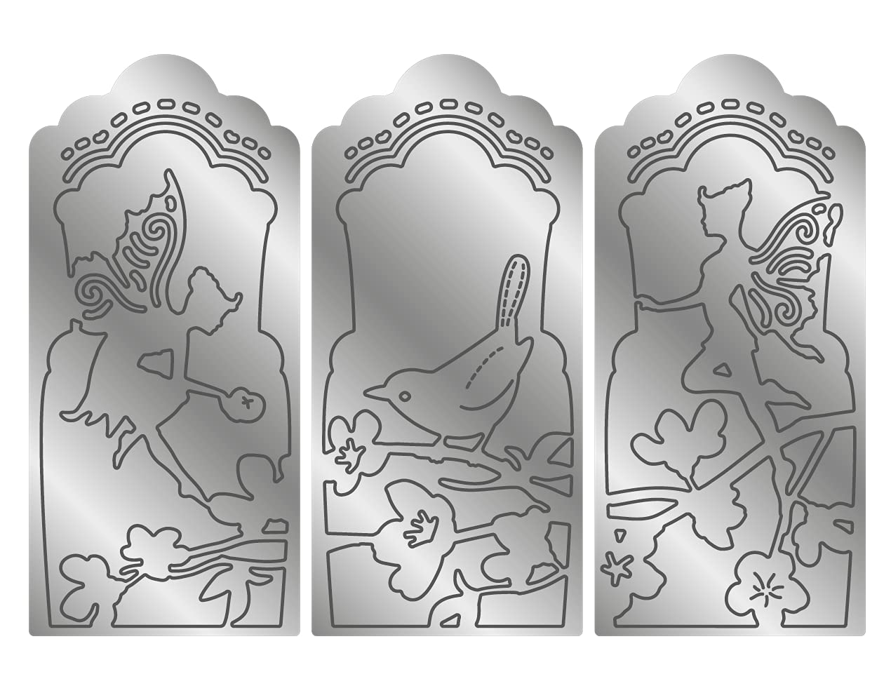 Gemini Elements Christmas Triptych Metal Dies-Fairies & Florals, Silver, One Size