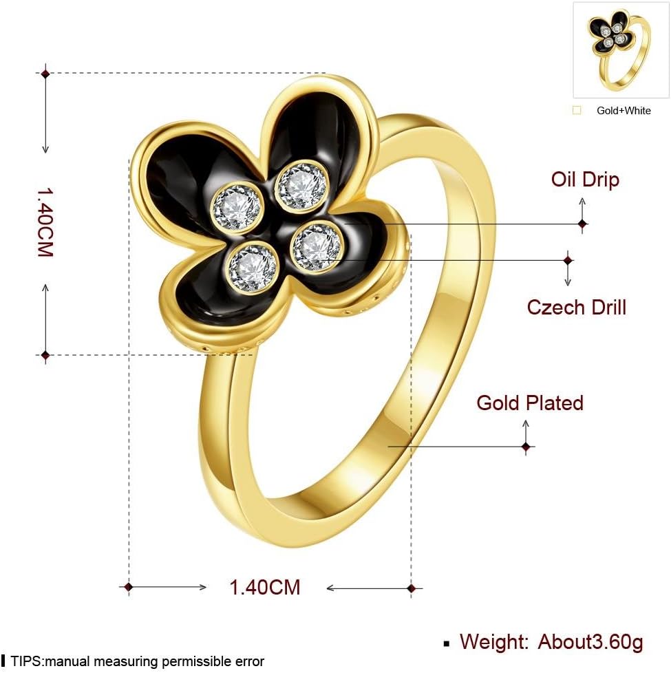 Popular Craigs Inlaid Fortune Clover Elegant Temperament Ladies Ring , gold , 8