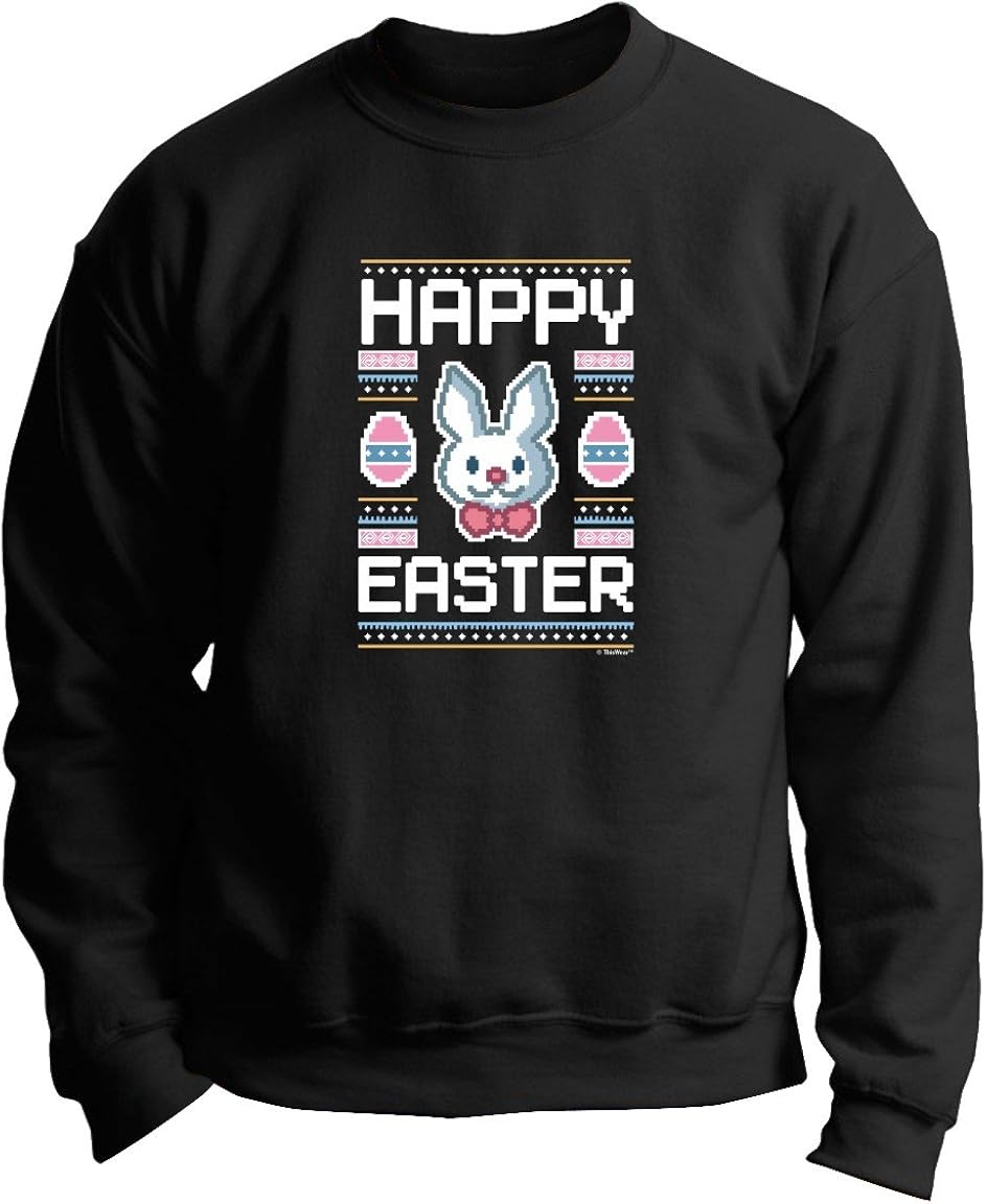 Amazon.com: Ugly Easter Sweater Pattern Funny Easter Bunny Premium Crewneck Sweatshirt: Clothing