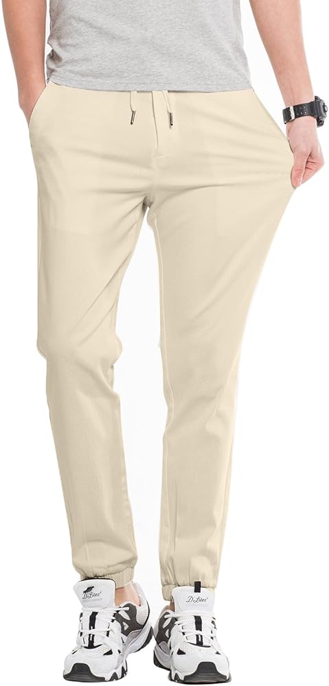 mens khaki joggers with belt loops