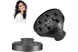 QHUAFOREN Collapsible Hair Dryer Diffuser Fit 1.57’’-1.96’’(4-5cm) Round Nozzle, Travel Hair Curly Difusor Attachment, Portable Silicone Diffuser for Hair Dryers, Salon Home Hair Blow Dryer Diffuser (Black)
