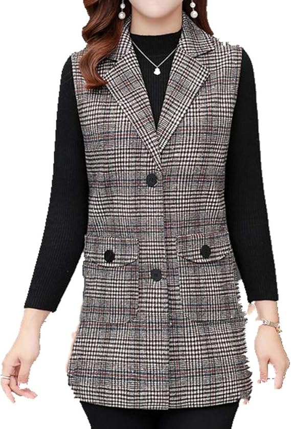 Ornrjfll Damen Strickweste - Lockere Weste Mit V-Ausschnitt