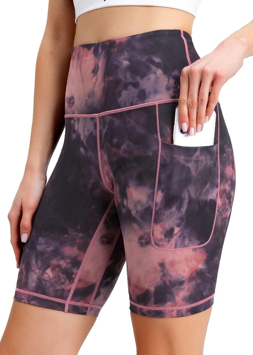 FETY Women's High Waist Yoga Shorts Biker Workout Shorts Running Athletic Short with 2 Pockets Tommy Control