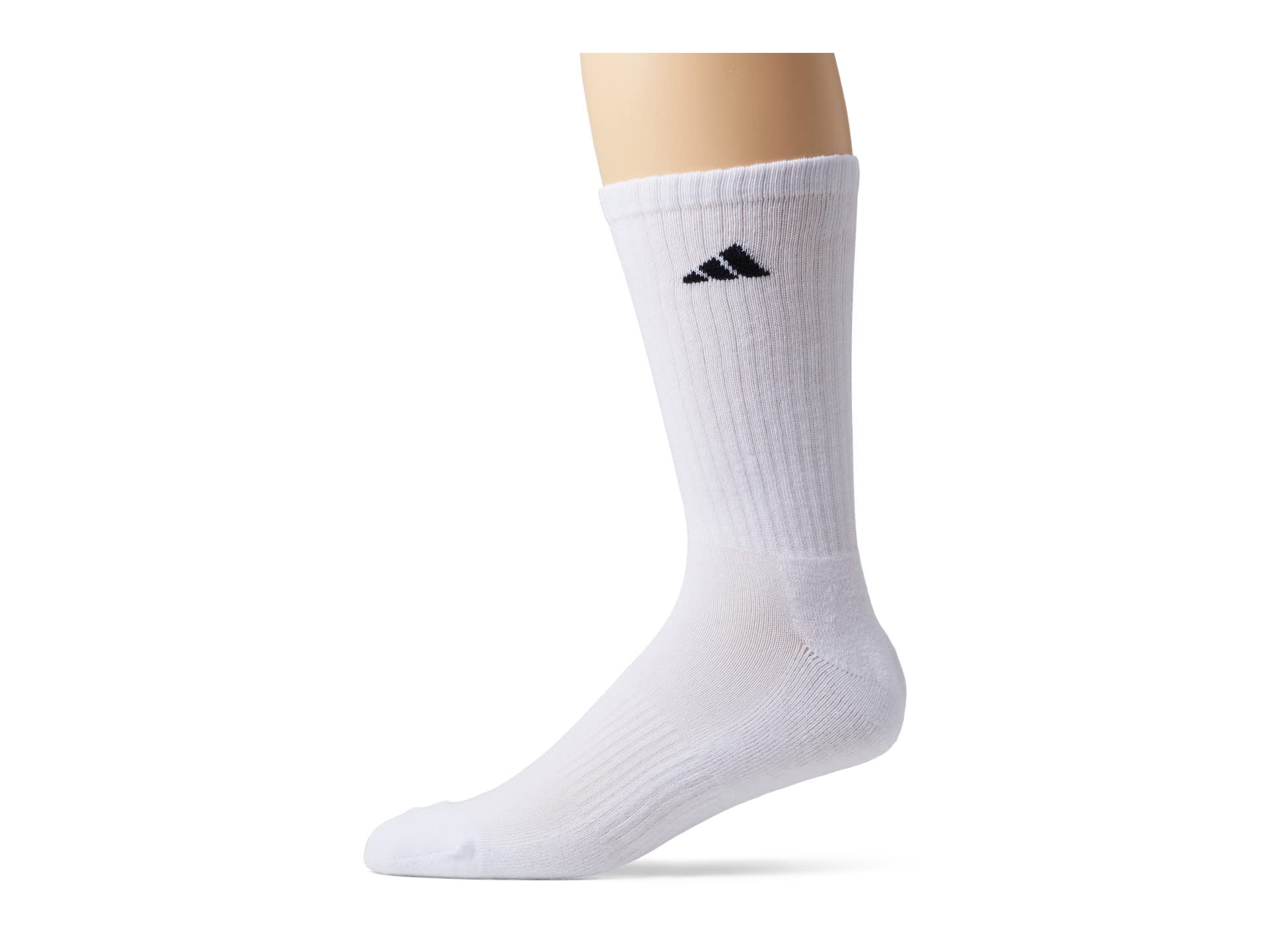 Photo 1 of adidas Men's Athletic 6-Pack, Cushioned Crew Socks with Arch Compression for a Secure Fit, White/Black, Large