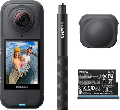 X4 Air, 8K 360°-Kamera 165 g leichte, Unsichtbarer Selfie-Stick, Wechsel-Linsen, Aufnehmen & dann ausrichten, KI-gestützte App, FlowState-Stabilisierung, integr. Windschutz, Starter-Bundle
