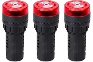 RuoFeng AC/DC 24V Panel Indicator Flashing Alarm Indicator Light Lamp with Buzzer 3Pcs