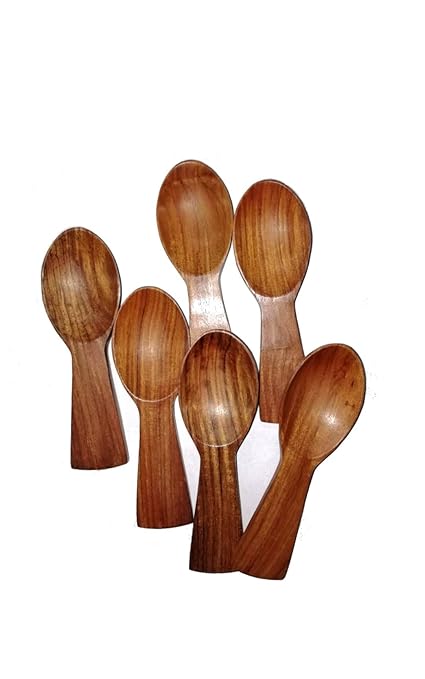 Raja handicraft Wooden Masala Spoon, Brown - Set of 6