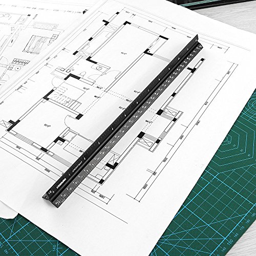 Architect Scale Ruler for Engineer and Student-12" Laser-Etched Aluminium Triangular Rulers,Drafting Rulers, Imperial Scales by VISEMAN … - Thumbnail 5