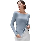 SUUKSESS Cloud Cashmere Women Boat Neck Fitted Long Sleeve Shirt Basic Knit Tops