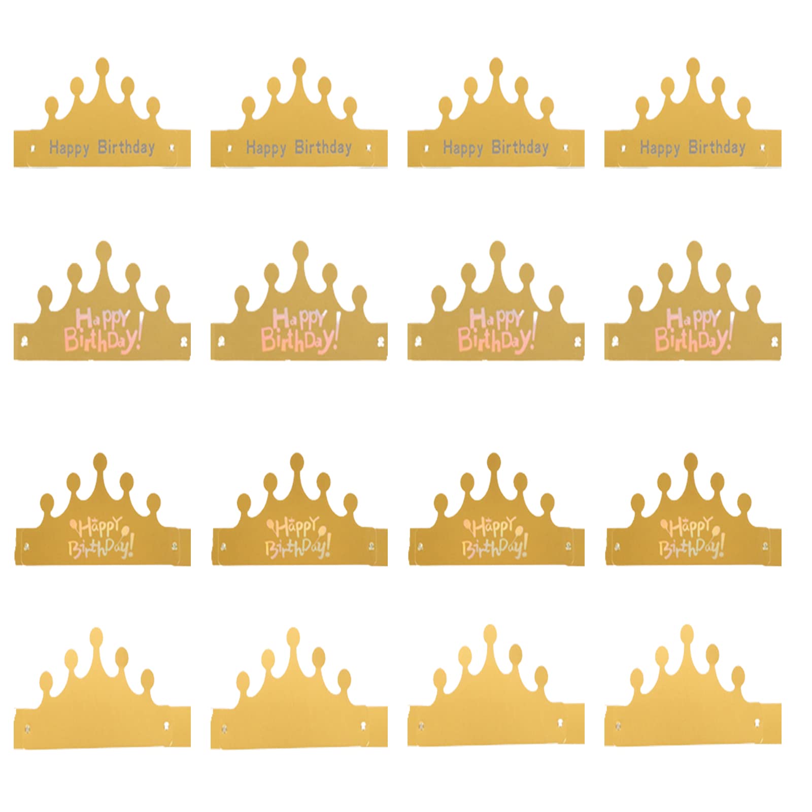 JCKD 16 piece paper crown gold party crown paper king hat, suitable for weddings, celebrations, birthdays, graduation parties, boys, girls, children, adult party supplies (4 styles of gold)